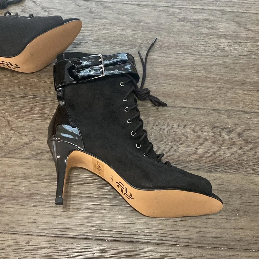 NWT BURJU Shoes Under The Influence Open Toe Lace Up Buckle Ankle Boots | 11 - Picture 4 of 11